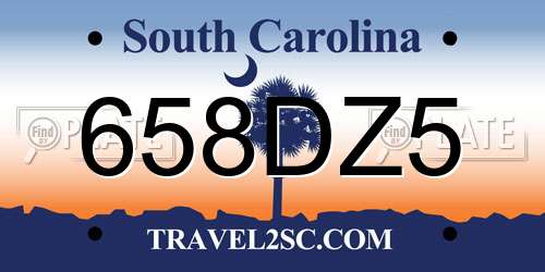 658DZ5 South Carolina License Plate