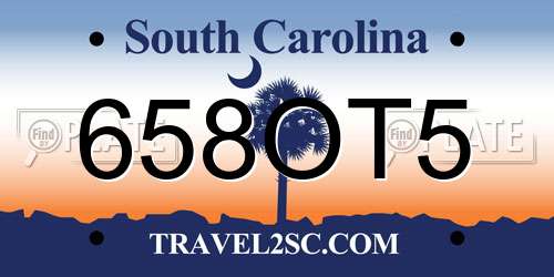 658OT5 South Carolina License Plate