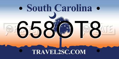 658OT8 South Carolina License Plate