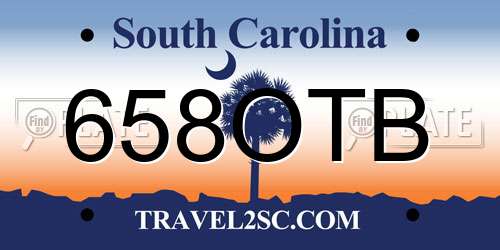 658OTB South Carolina License Plate
