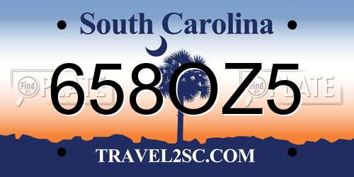 658OZ5 South Carolina License Plate