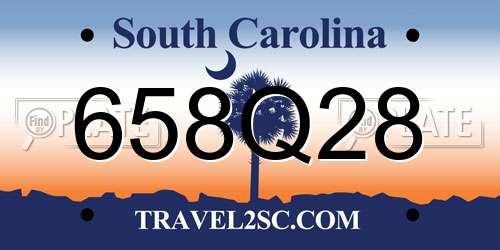 658Q28 South Carolina License Plate