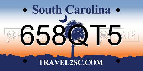 658QT5 South Carolina License Plate