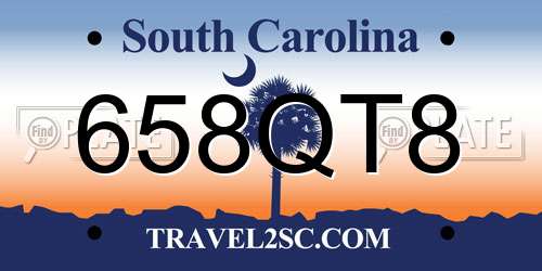658QT8 South Carolina License Plate
