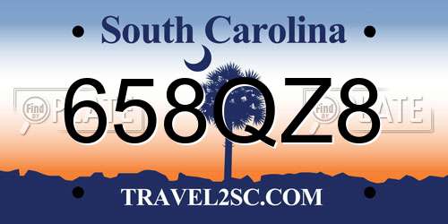 658QZ8 South Carolina License Plate