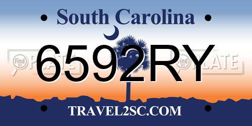 6592RY South Carolina License Plate