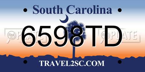 6598TD South Carolina License Plate