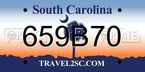 659B70 South Carolina License Plate