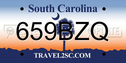 659BZQ South Carolina License Plate