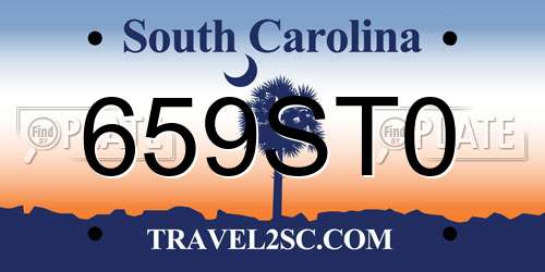 659ST0 South Carolina License Plate