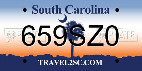 659SZ0 South Carolina License Plate
