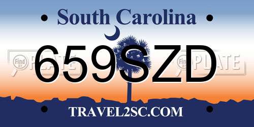 659SZD South Carolina License Plate