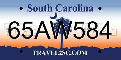 65AW584 South Carolina License Plate