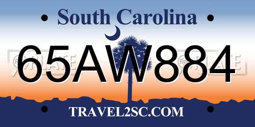 65AW884 South Carolina License Plate