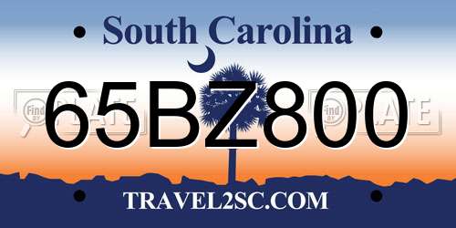 65BZ800 South Carolina License Plate