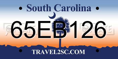 65EB126 South Carolina License Plate