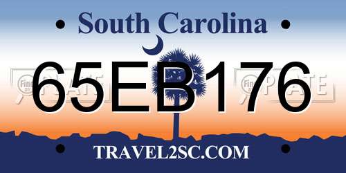 65EB176 South Carolina License Plate