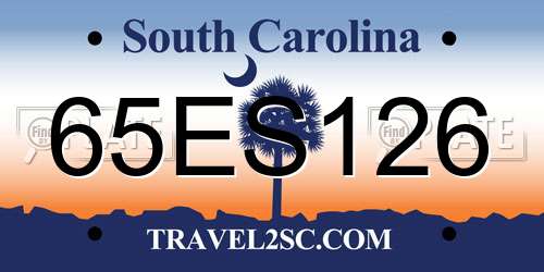 65ES126 South Carolina License Plate