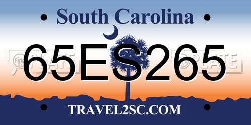 65ES265 South Carolina License Plate