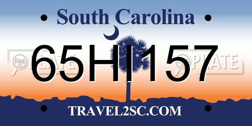 65HI157 South Carolina License Plate