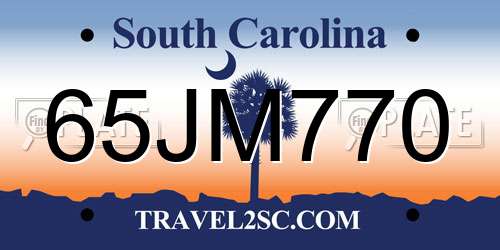 65JM770 South Carolina License Plate