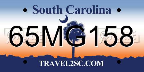 65MG158 South Carolina License Plate