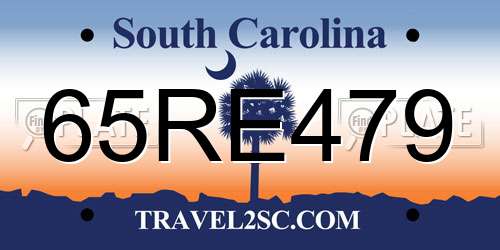 65RE479 South Carolina License Plate