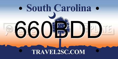 660BDD South Carolina License Plate