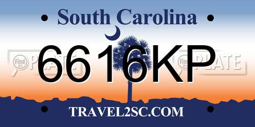 6616KP South Carolina License Plate