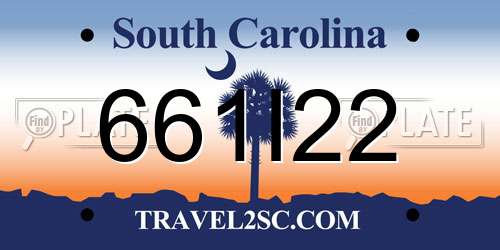 661I22 South Carolina License Plate