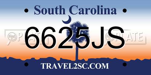 6625JS South Carolina License Plate