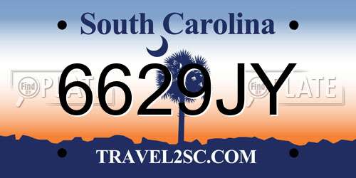 6629JY South Carolina License Plate