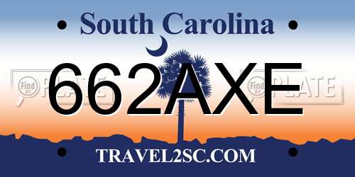 662AXE South Carolina License Plate