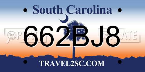 662BJ8 South Carolina License Plate