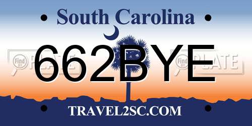 662BYE South Carolina License Plate