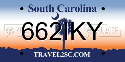 662IKY South Carolina License Plate