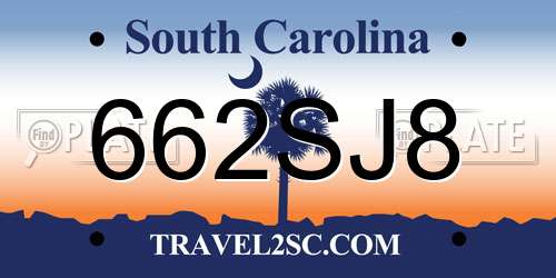 662SJ8 South Carolina License Plate