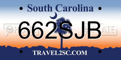 662SJB South Carolina License Plate