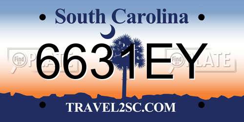 6631EY South Carolina License Plate