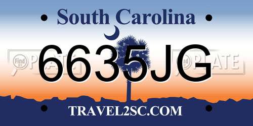 6635JG South Carolina License Plate