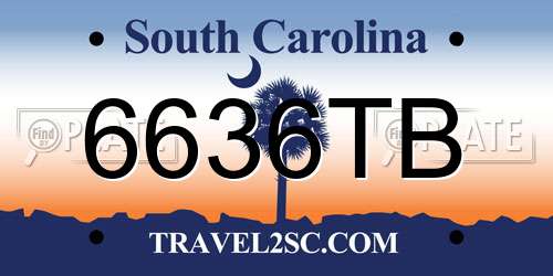 6636TB South Carolina License Plate