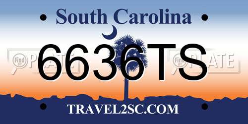 6636TS South Carolina License Plate