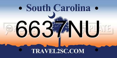 6637NU South Carolina License Plate