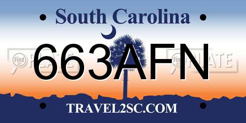 663AFN South Carolina License Plate
