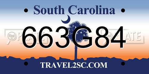 663G84 South Carolina License Plate