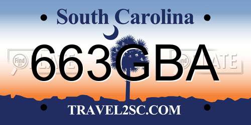 663GBA South Carolina License Plate