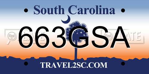 663GSA South Carolina License Plate