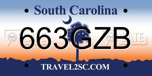 663GZB South Carolina License Plate