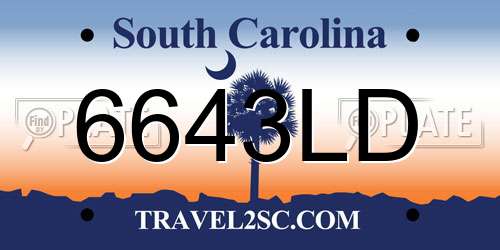 6643LD South Carolina License Plate