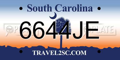 6644JE South Carolina License Plate